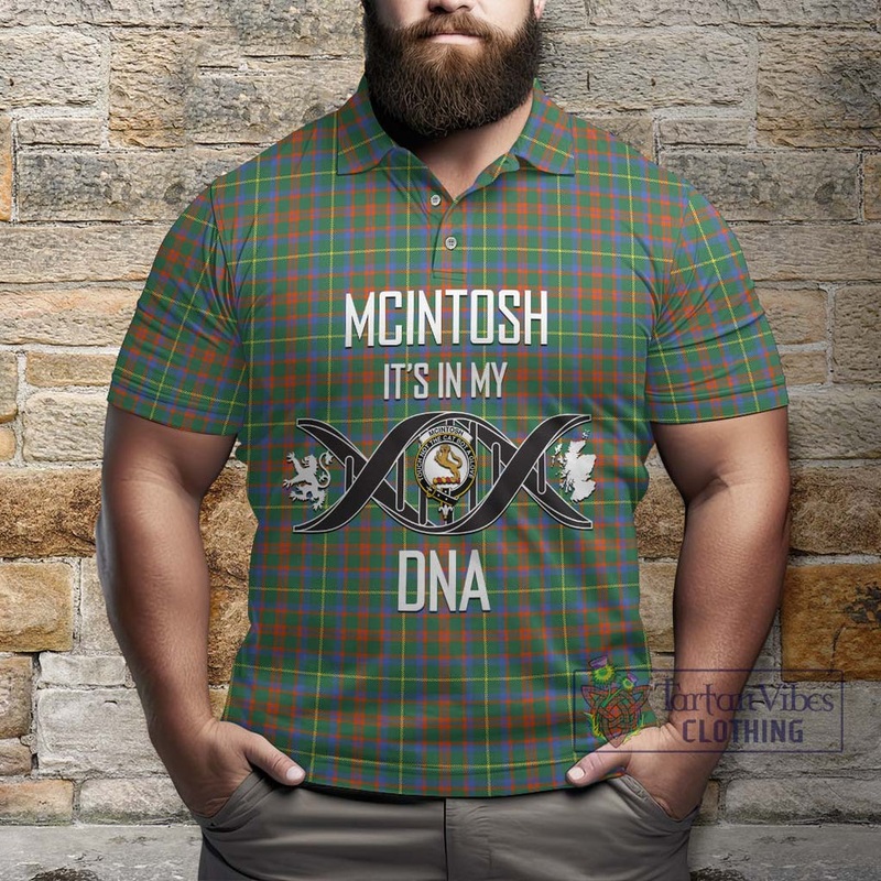 McIntosh Hunting Ancient Tartan Polo Shirt with Family Crest DNA In Me Style