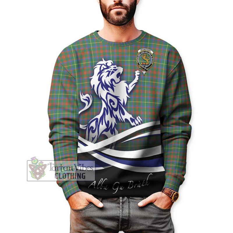 McIntosh Hunting Ancient Tartan Sweatshirt with Alba Gu Brath Regal Lion Emblem