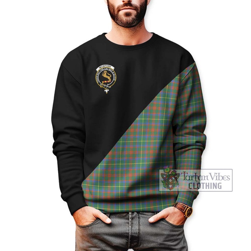McIntosh Hunting Ancient Tartan Sweatshirt with Family Crest and Military Logo Style