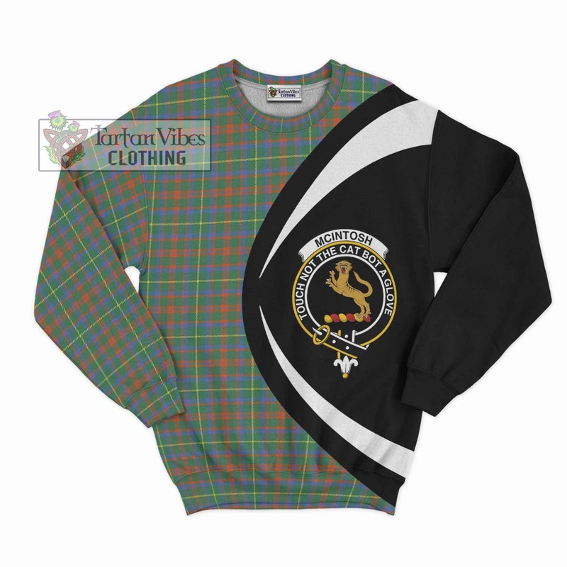 McIntosh Hunting Ancient Tartan Sweatshirt with Family Crest Circle Style
