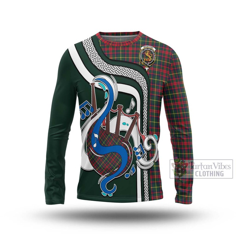 McIntosh Hunting Modern Tartan Long Sleeve T-Shirt with Epic Bagpipe Style