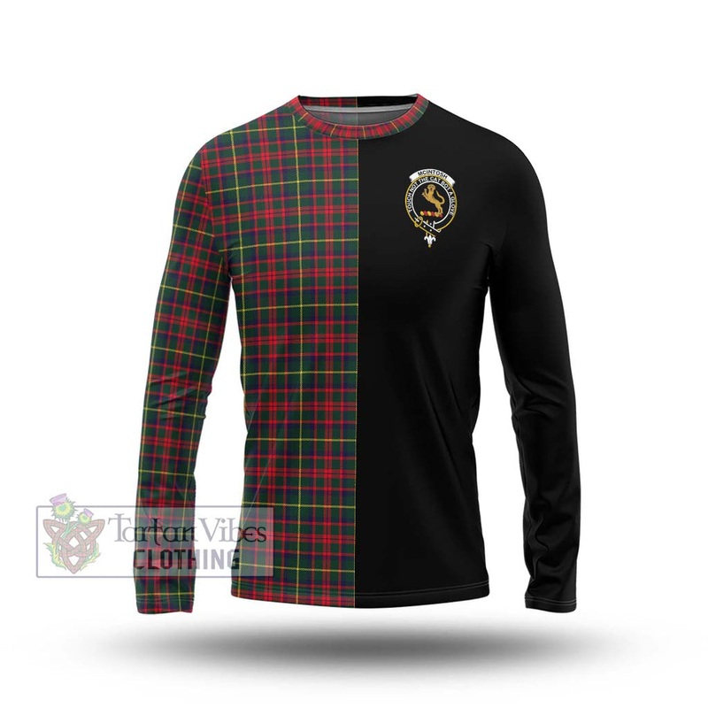 McIntosh Hunting Modern Tartan Long Sleeve T-Shirt with Family Crest and Half Of Me Style