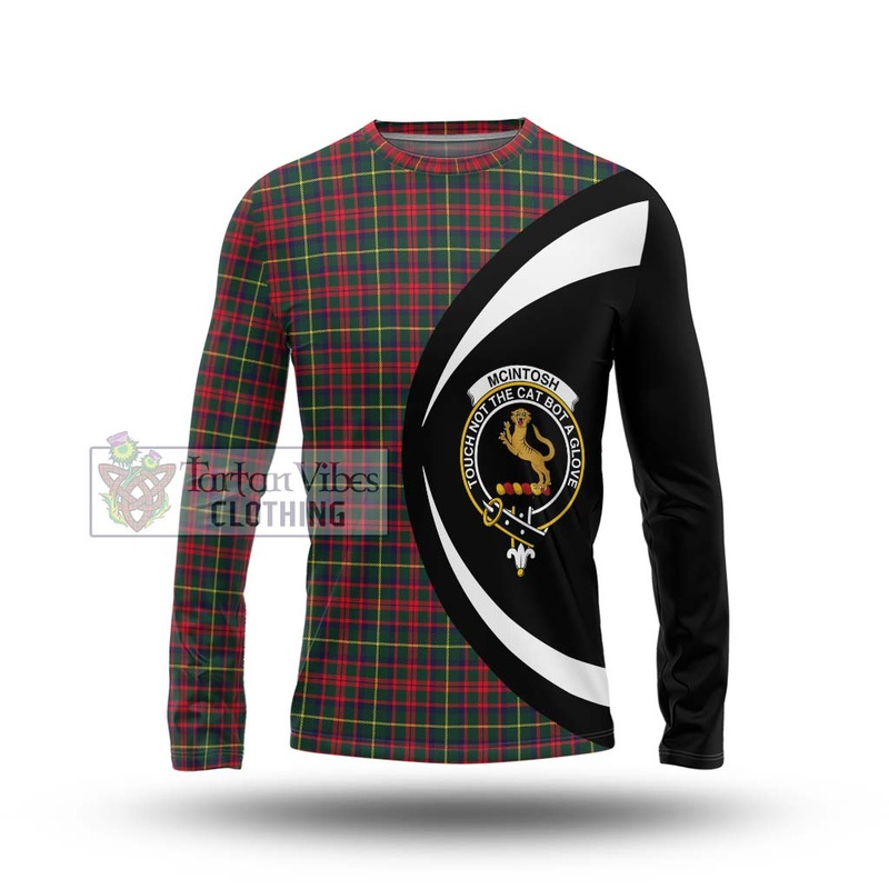 McIntosh Hunting Modern Tartan Long Sleeve T-Shirt with Family Crest Circle Style
