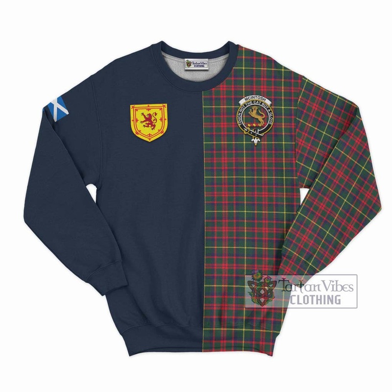 McIntosh Hunting Modern Tartan Sweatshirt Alba with Scottish Lion Royal Arm Half Style
