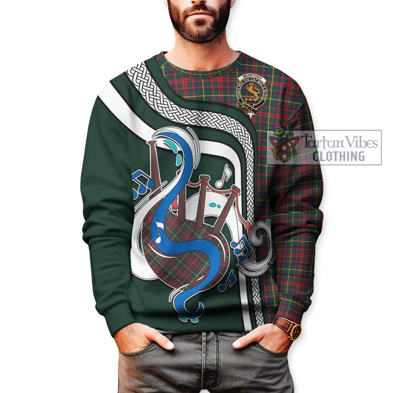 McIntosh Hunting Modern Tartan Sweatshirt with Epic Bagpipe Style