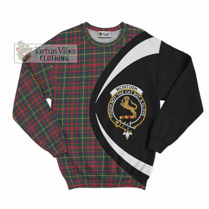 McIntosh Hunting Modern Tartan Sweatshirt with Family Crest Circle Style