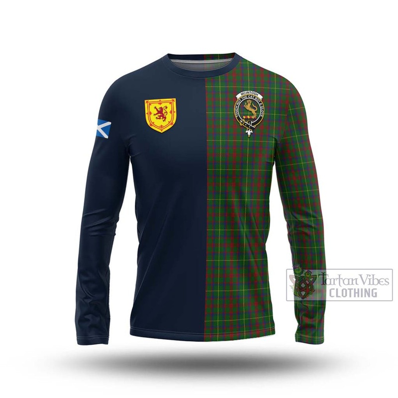 McIntosh Hunting Tartan Long Sleeve T-Shirt Alba with Scottish Lion Royal Arm Half Style