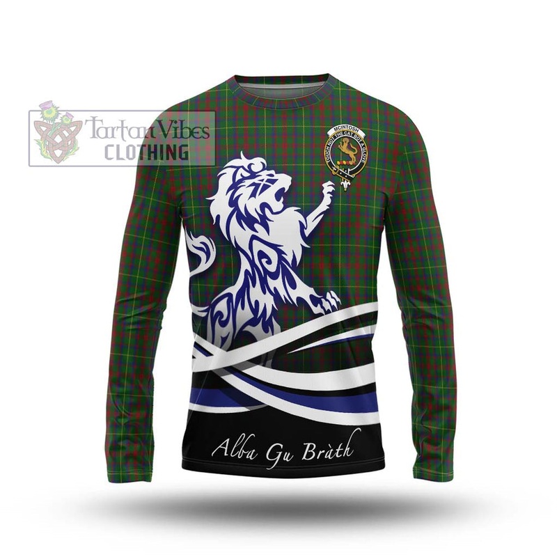 McIntosh Hunting Tartan Long Sleeve T-Shirt with Alba Gu Brath Regal Lion Emblem