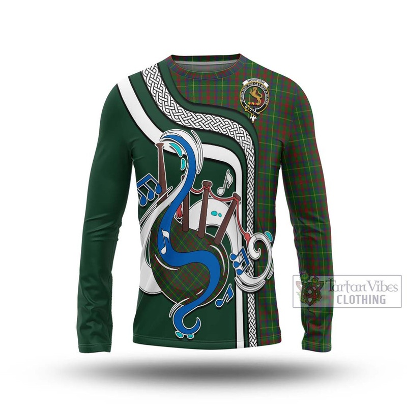 McIntosh Hunting Tartan Long Sleeve T-Shirt with Epic Bagpipe Style