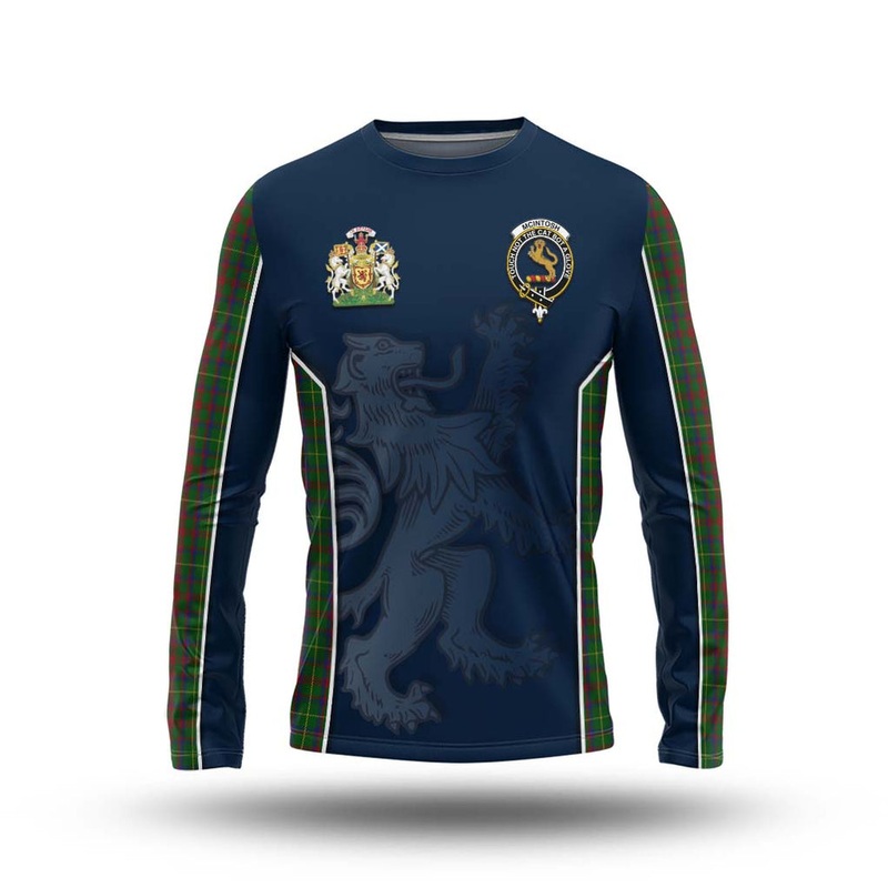 McIntosh Hunting Tartan Long Sleeve T-Shirt with Family Crest and Lion Rampant Vibes Sport Style