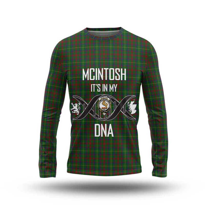 McIntosh Hunting Tartan Long Sleeve T-Shirt with Family Crest DNA In Me Style