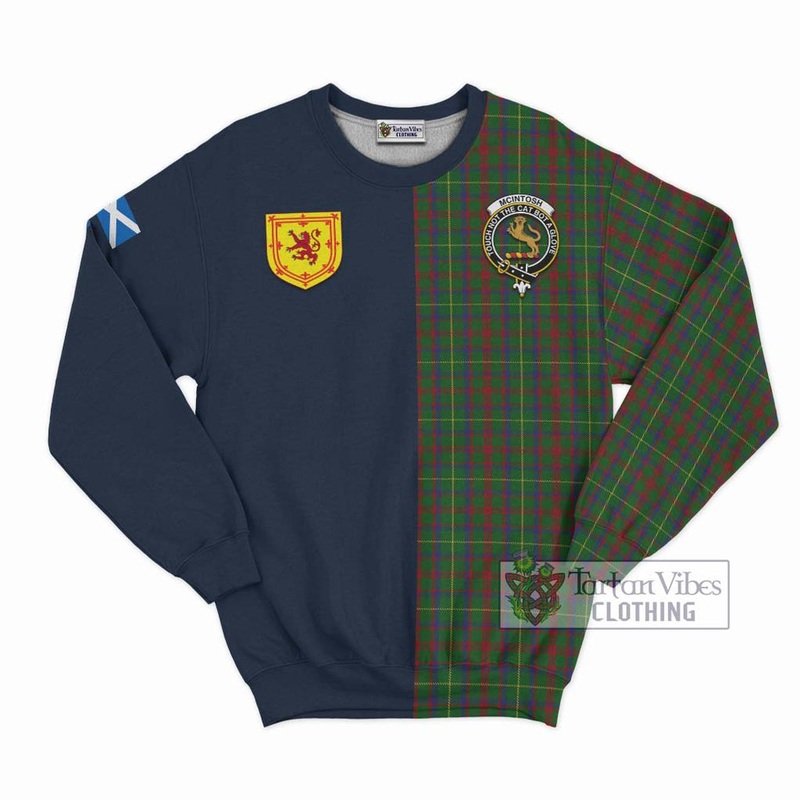 McIntosh Hunting Tartan Sweatshirt Alba with Scottish Lion Royal Arm Half Style