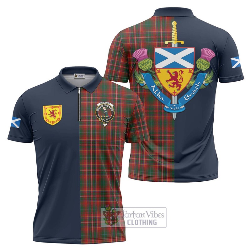 McInnes Hastie Tartan Zipper Polo Shirt Alba with Scottish Lion Royal Arm Half Style