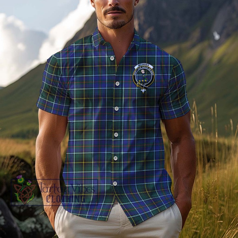 McInnes Modern Tartan Cotton Hawaiian Shirt with Family Crest