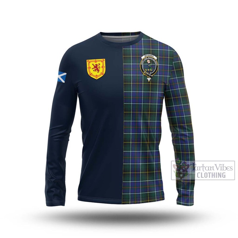 McInnes Modern Tartan Long Sleeve T-Shirt Alba with Scottish Lion Royal Arm Half Style