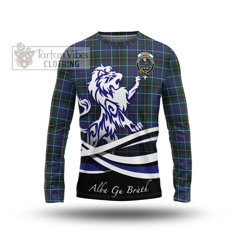 McInnes Modern Tartan Long Sleeve T-Shirt with Alba Gu Brath Regal Lion Emblem