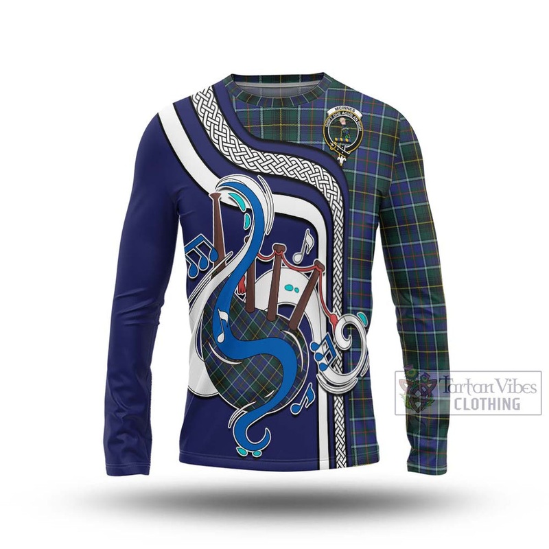 McInnes Modern Tartan Long Sleeve T-Shirt with Epic Bagpipe Style