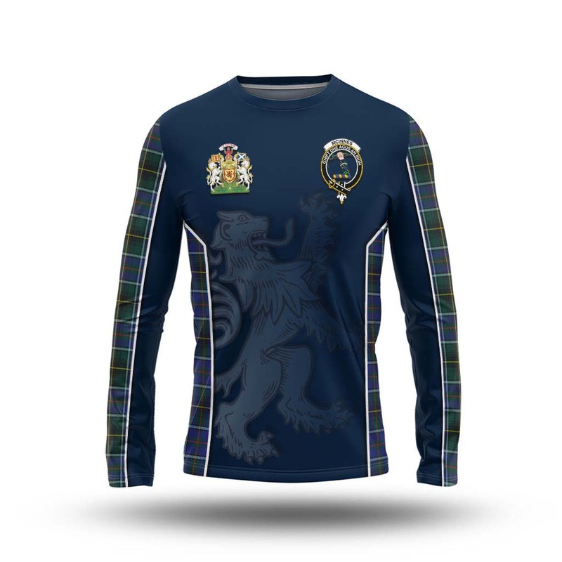 McInnes Modern Tartan Long Sleeve T-Shirt with Family Crest and Lion Rampant Vibes Sport Style