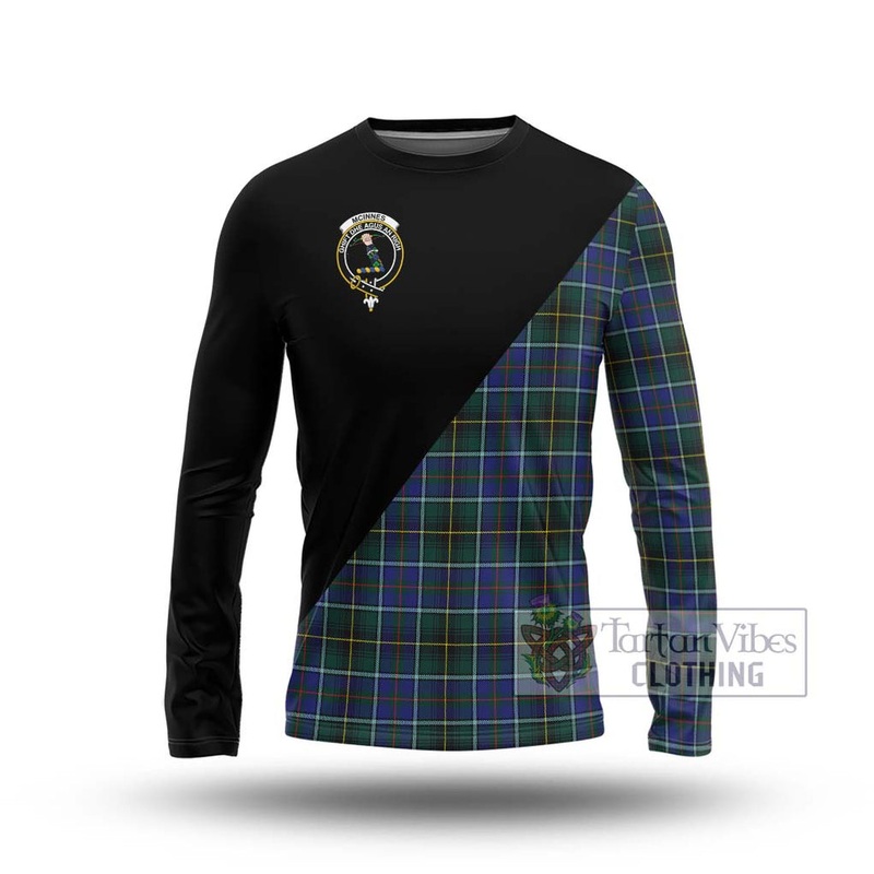 McInnes Modern Tartan Long Sleeve T-Shirt with Family Crest and Military Logo Style