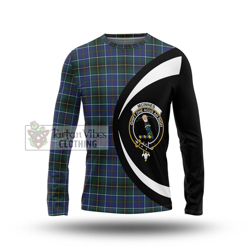 McInnes Modern Tartan Long Sleeve T-Shirt with Family Crest Circle Style