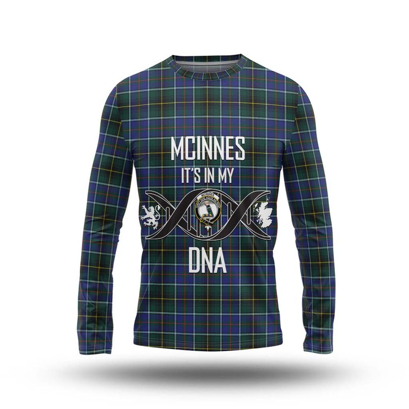 McInnes Modern Tartan Long Sleeve T-Shirt with Family Crest DNA In Me Style