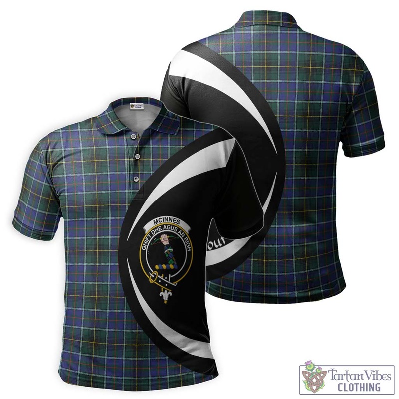 McInnes Modern Tartan Men's Polo Shirt with Family Crest Circle Style