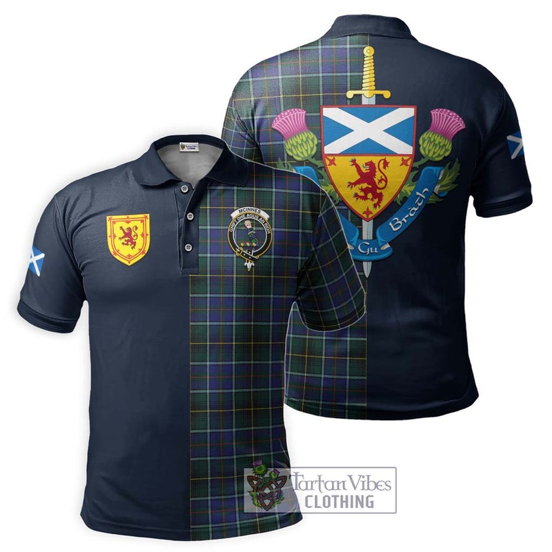 McInnes Modern Tartan Polo Shirt Alba with Scottish Lion Royal Arm Half Style