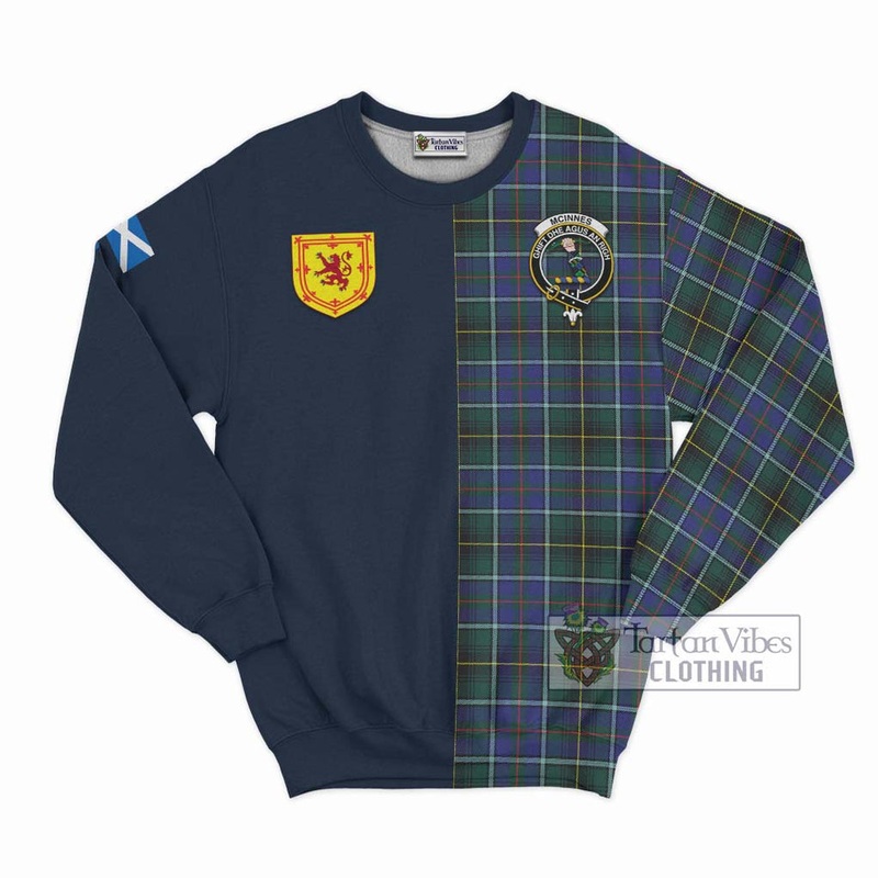 McInnes Modern Tartan Sweatshirt Alba with Scottish Lion Royal Arm Half Style