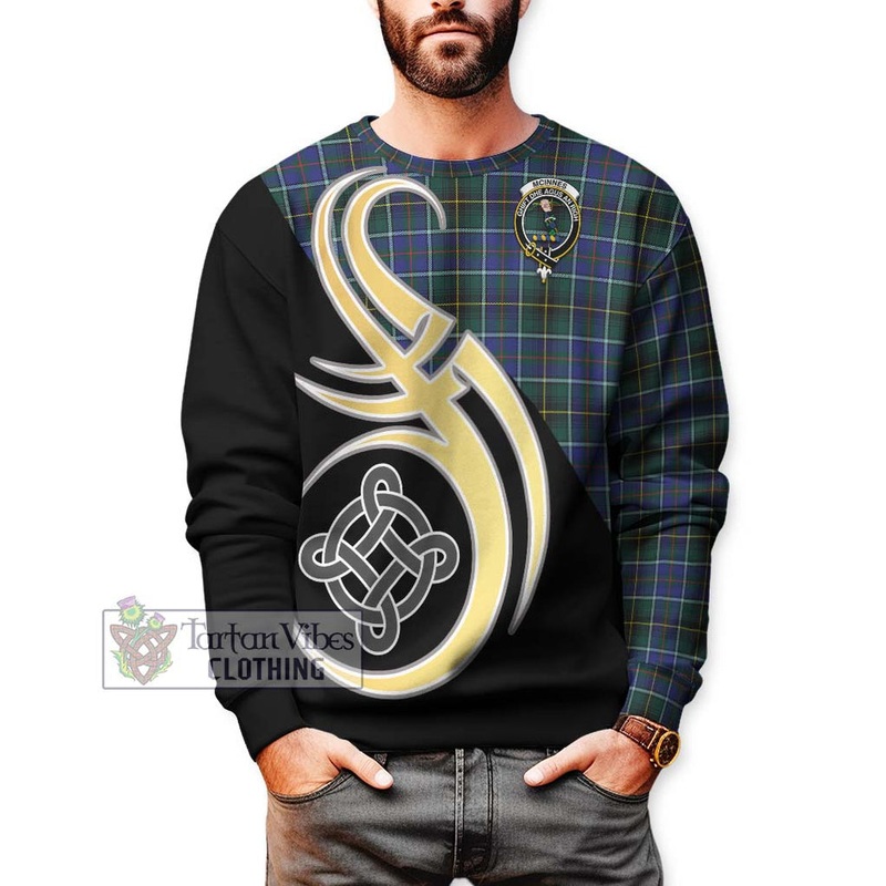 McInnes Modern Tartan Sweatshirt with Family Crest and Celtic Symbol Style