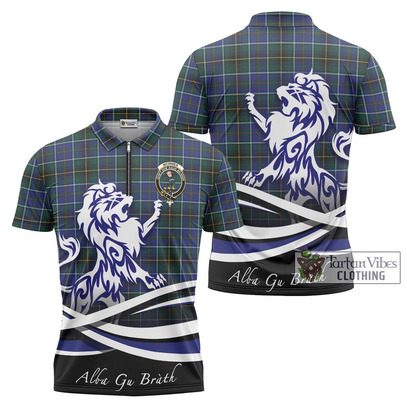 McInnes Modern Tartan Zipper Polo Shirt with Alba Gu Brath Regal Lion Emblem