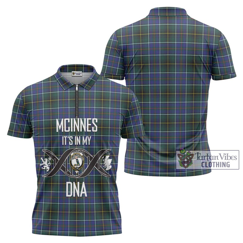 McInnes Modern Tartan Zipper Polo Shirt with Family Crest DNA In Me Style