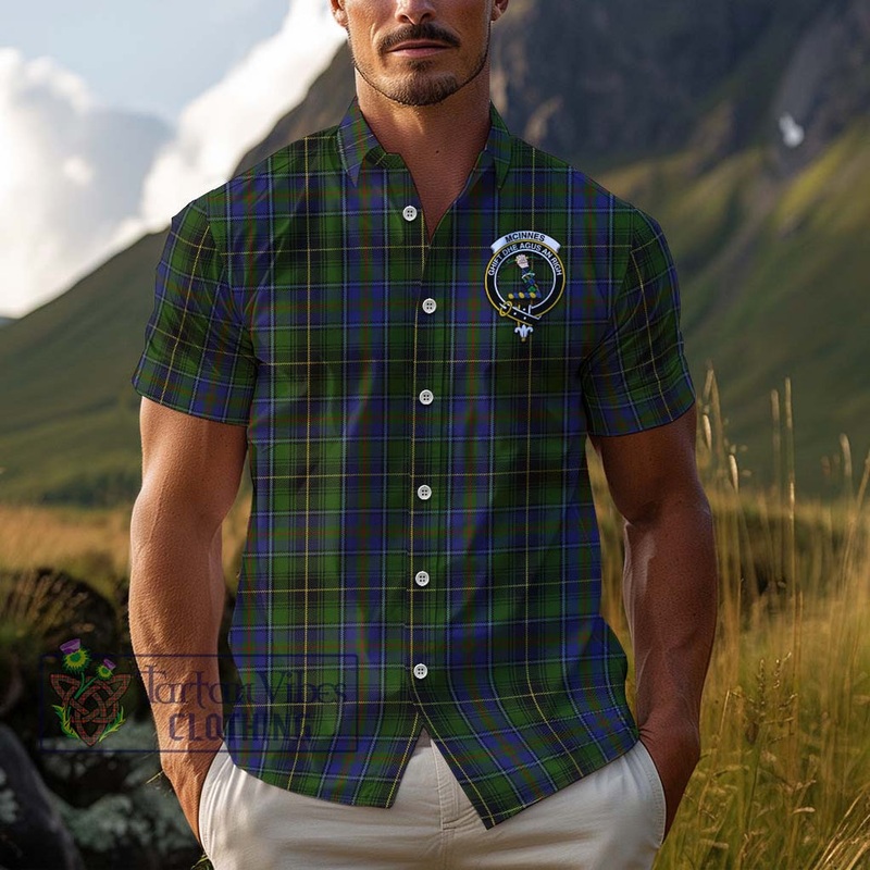 McInnes Tartan Cotton Hawaiian Shirt with Family Crest