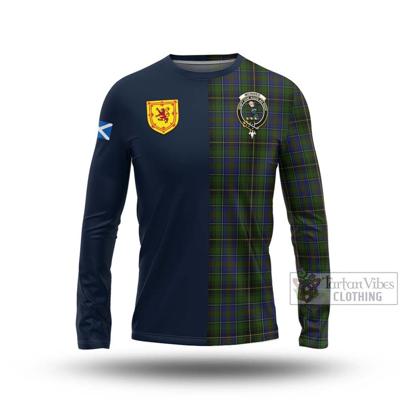 McInnes Tartan Long Sleeve T-Shirt Alba with Scottish Lion Royal Arm Half Style