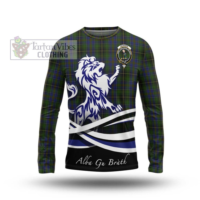 McInnes Tartan Long Sleeve T-Shirt with Alba Gu Brath Regal Lion Emblem