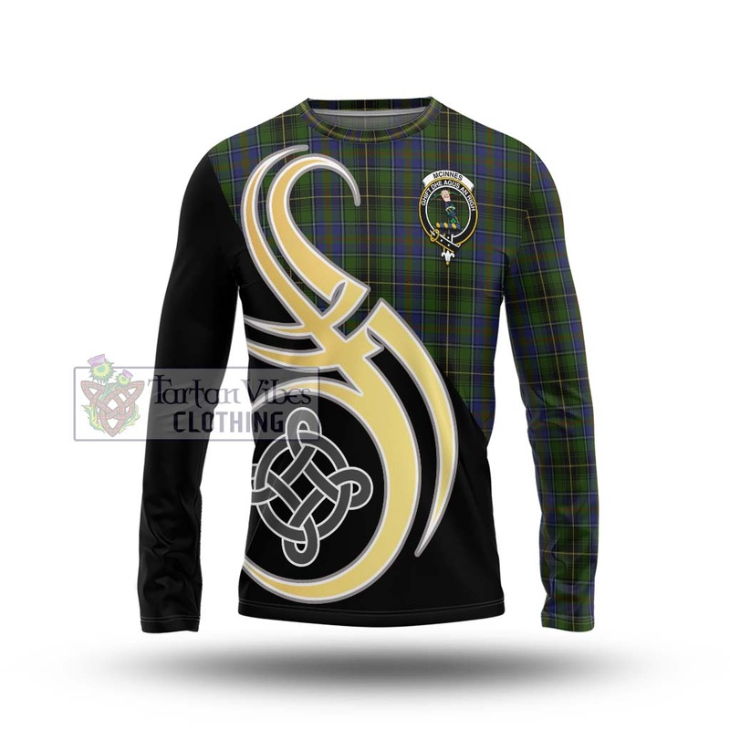 McInnes Tartan Long Sleeve T-Shirt with Family Crest and Celtic Symbol Style