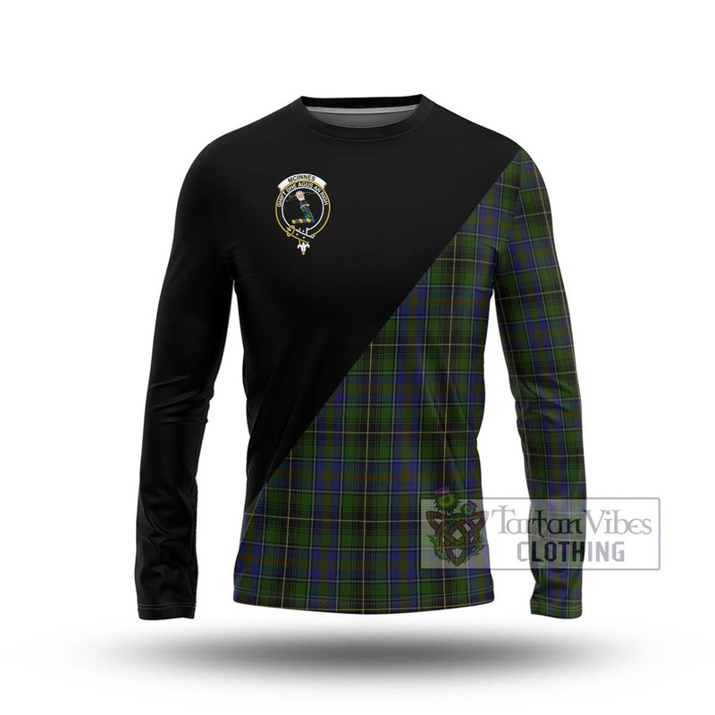 McInnes Tartan Long Sleeve T-Shirt with Family Crest and Military Logo Style