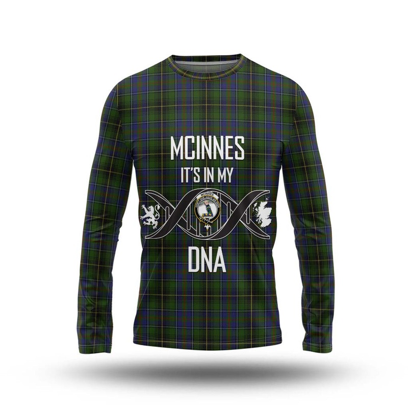 McInnes Tartan Long Sleeve T-Shirt with Family Crest DNA In Me Style