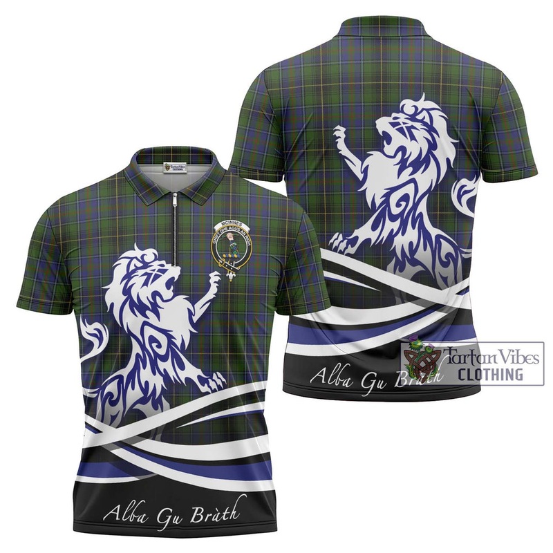 McInnes Tartan Zipper Polo Shirt with Alba Gu Brath Regal Lion Emblem