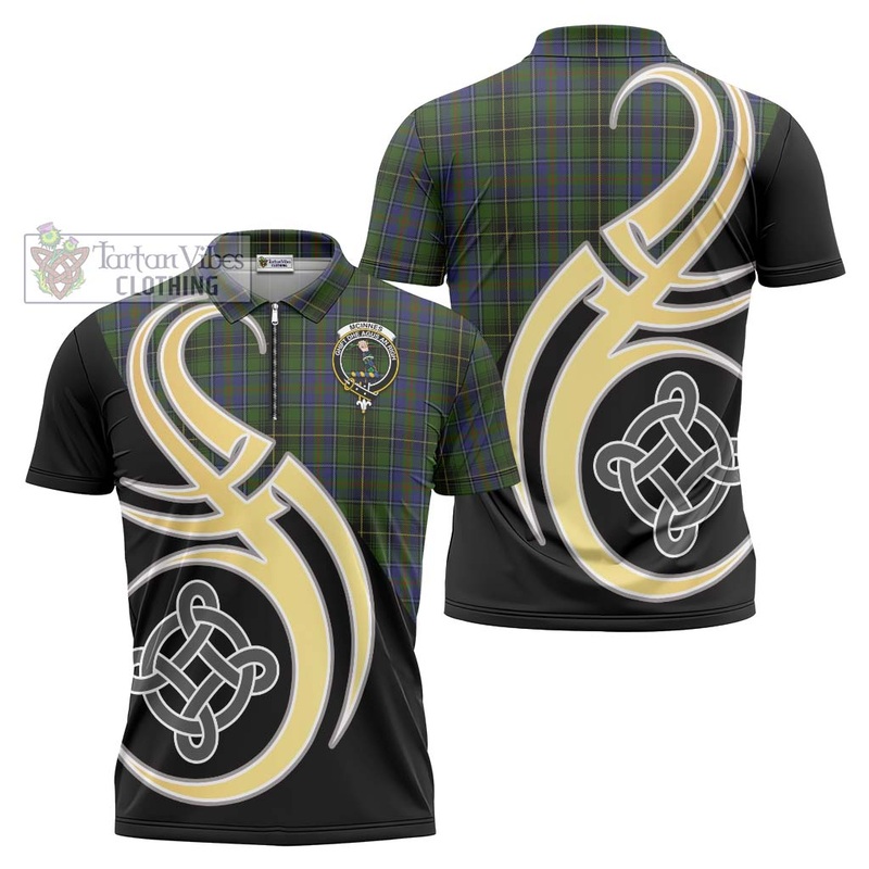 McInnes Tartan Zipper Polo Shirt with Family Crest and Celtic Symbol Style