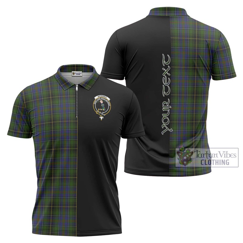 McInnes Tartan Zipper Polo Shirt with Family Crest and Half Of Me Style