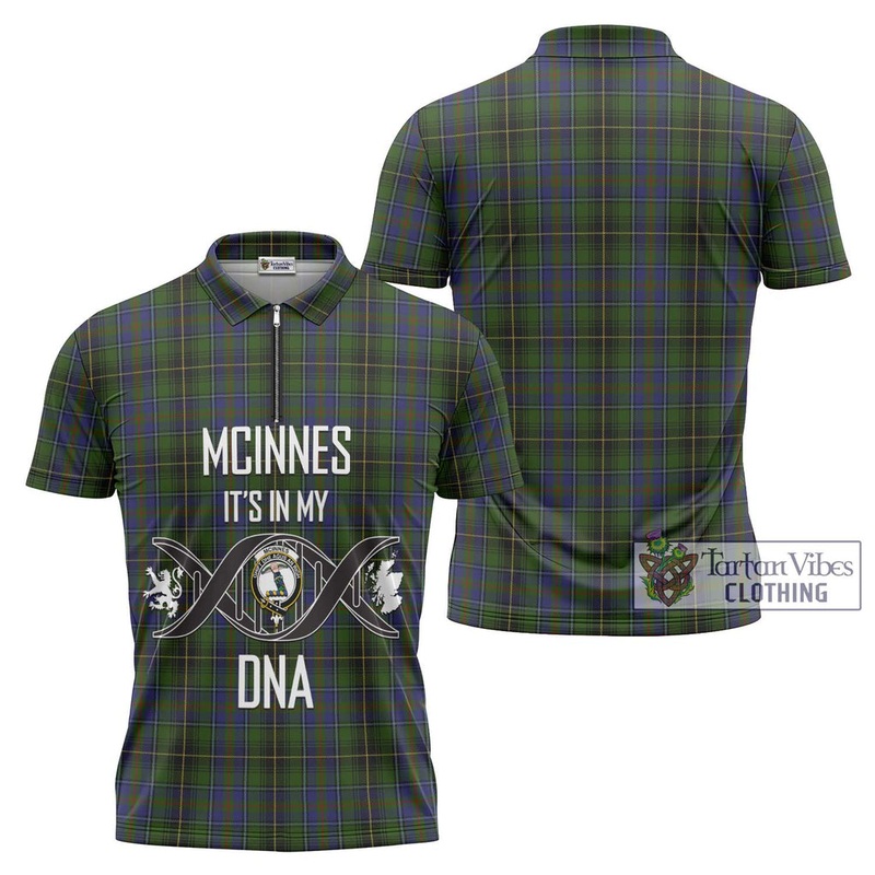 McInnes Tartan Zipper Polo Shirt with Family Crest DNA In Me Style