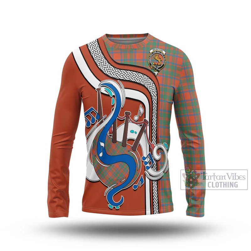 McIntosh Ancient Tartan Long Sleeve T-Shirt with Epic Bagpipe Style