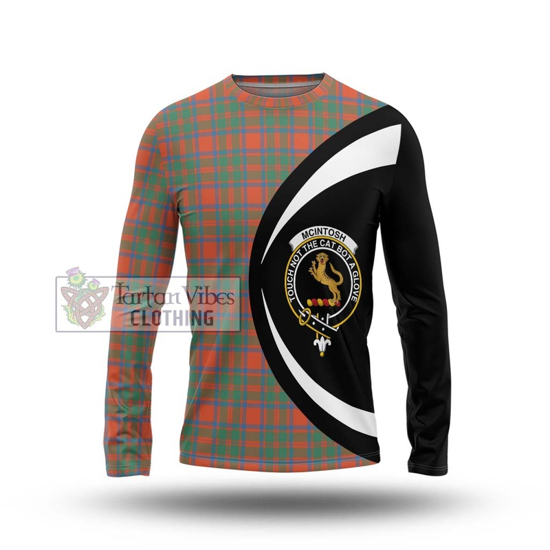 McIntosh Ancient Tartan Long Sleeve T-Shirt with Family Crest Circle Style