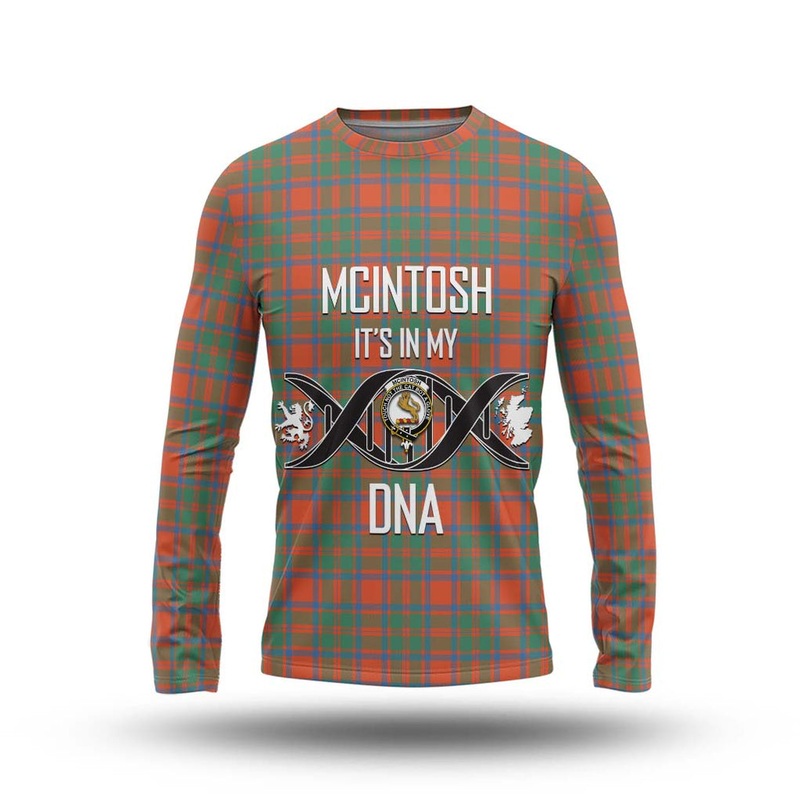 McIntosh Ancient Tartan Long Sleeve T-Shirt with Family Crest DNA In Me Style