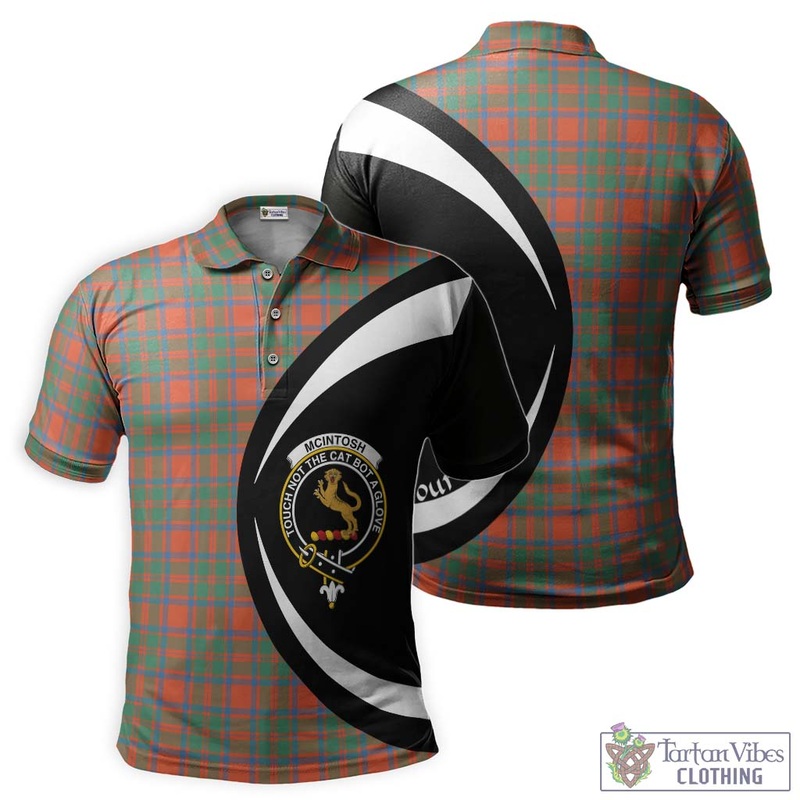 McIntosh Ancient Tartan Men's Polo Shirt with Family Crest Circle Style