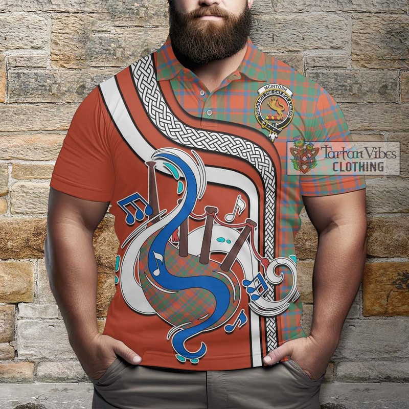 McIntosh Ancient Tartan Polo Shirt with Epic Bagpipe Style