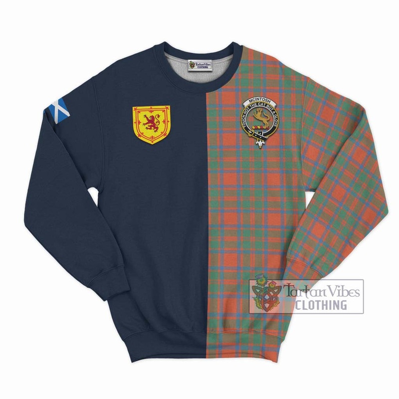 McIntosh Ancient Tartan Sweatshirt Alba with Scottish Lion Royal Arm Half Style