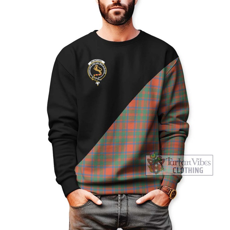 McIntosh Ancient Tartan Sweatshirt with Family Crest and Military Logo Style