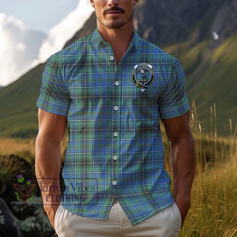 McInnes Ancient Tartan Cotton Hawaiian Shirt with Family Crest