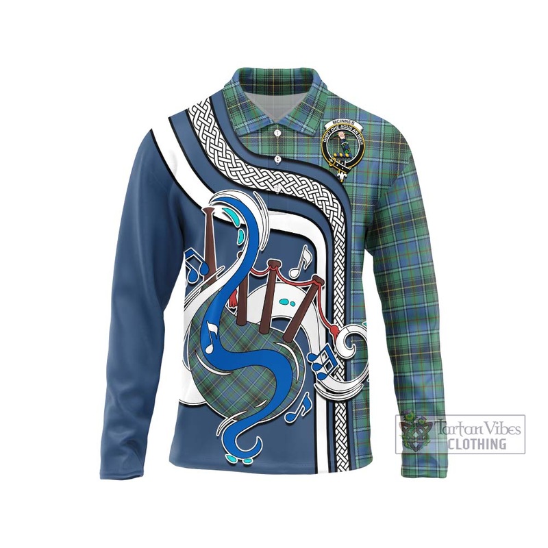 McInnes Ancient Tartan Long Sleeve Polo Shirt with Epic Bagpipe Style